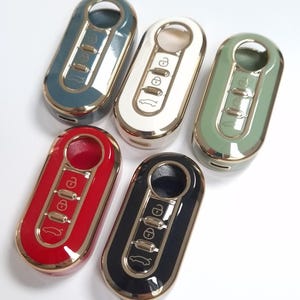 Schlüsselhülle für FIAT 500 Panda Punto Bravo Stilo Lancia Ducato 3-Tasten Flip Fob Case Fernbedienung mit Schlüsselanhänger Clip 4