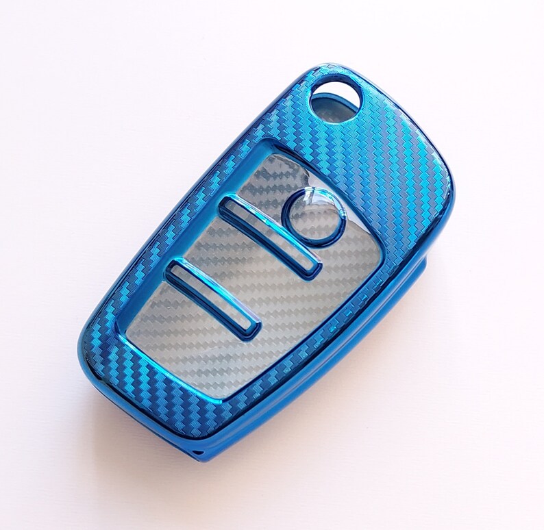 Für Audi A1 A3 S3 A4 S4 A5 S5 A6 S6 TT Q5 Q7 R8 Fall Fernbedienung Klappschlüssel Fob 3 Taste Carbon Effect 3 Blau