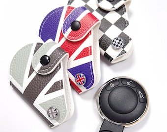 Leather Key Cover For BMW MINI Cooper S One Clubman Countryman 3 Button Remote Fob 2007 - 2014 R55 R56 R58 R60 Keyring 14