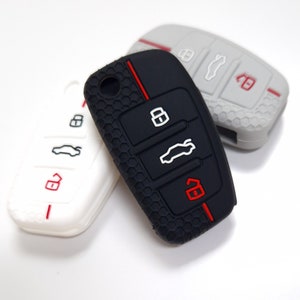 2 x Key Cover For AUDI Key Cover A1 A3 S3 A4 S4 A5 S5 A6 S6 TT Q5 Q7 R8 Case Remote Flip Key Fob 3 Button Silicone Protector Skin 3