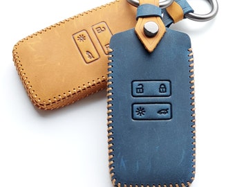 Funda de cuero para llave de coche DACIA Sandero Duster Logan Stepway con mando a distancia de 4 botones y entrada sin llave inteligente.