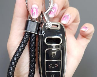 Key Cover For Audi A6L A7 A8 A8L E-tron Q8 C8 Electric Keyless Remote Case 3 Button Smart Fob Keyless Entry 11