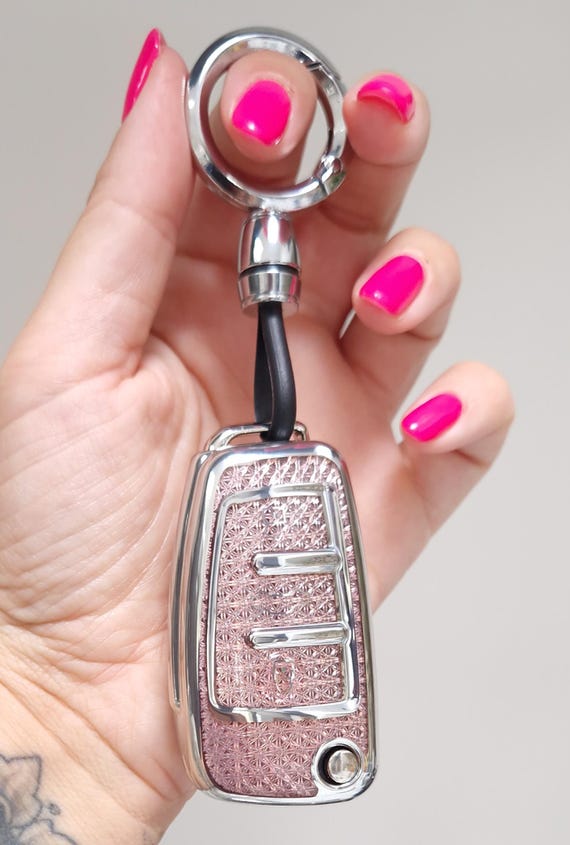 Heavy-Duty Key Fob Cover With Leather Strap For Audi A1 A3 A4 A5 A6 Q3 Q5 Q7 TT S3 R8 - Zinc Alloy & Microfiber - View #6