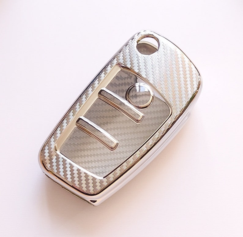Für Audi A1 A3 S3 A4 S4 A5 S5 A6 S6 TT Q5 Q7 R8 Fall Fernbedienung Klappschlüssel Fob 3 Taste Carbon Effect 3 Silber