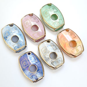 Key Cover For Mercedes A C E S sl clk SLK ML Class AMG 3 Button Remote Case Marble Effect Fob Benz 13