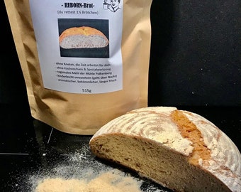 Brotbackmischung, Backe leicht DEIN Brot, Reborn-Brot, regionales Mehl, vegan,  dialysegeeignet, ohne Schnickschnack, Brot über Nacht