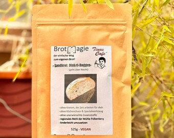 Brotbackmischung, Backe leicht Brot, Landbrot Dinkel-Roggen, regionales Mehl, vegan,  dialysegeeignet, ohne Schnickschnack, Brot über Nacht