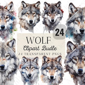 24 Aquarell Wolf Clipart Bundle, Märchen Bilder, magische Grafiken, PNG, SVG, sofortiger digitaler Download, kommerzielle Nutzung, Scrapbook
