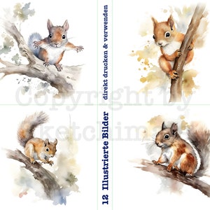 Printable memory card game with 6 cute squirrel designs for kids