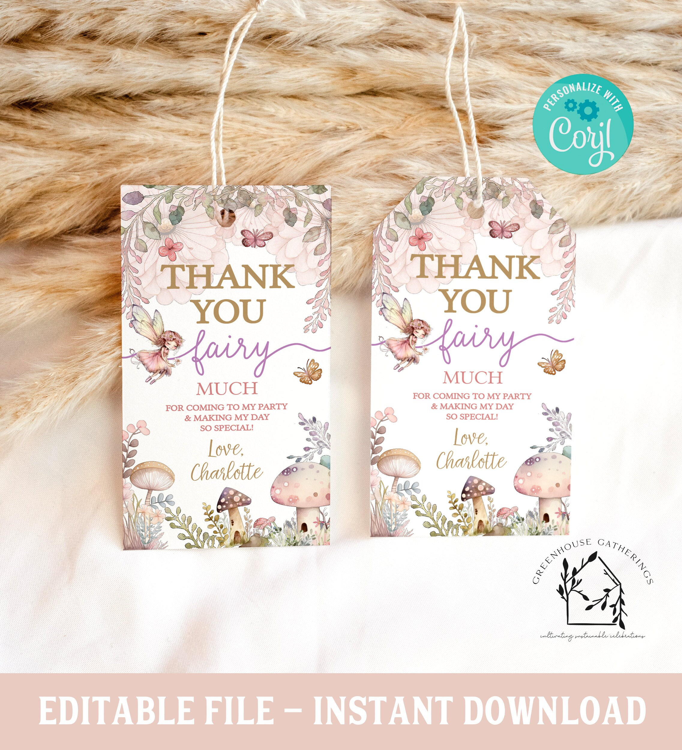 Editable Fairy Birthday Luggage Favor Tags Enchanted Magical Fairy ...
