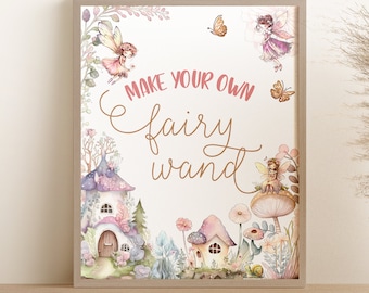 Make Your Own Fairy Wand Sign Decor Magical Fairy Garden Fairy Birthday Party Downloadable Fairy Party Decor Magic One Craft Table