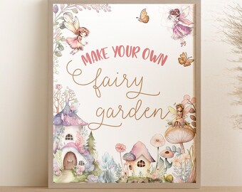Make Your Own Fairy Garden Sign Decor Magical Fairy Garden Fairy Birthday Party Downloadable Fairy Party Decor Magic One Craft Table