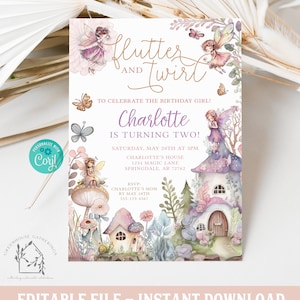 Editable Fairy Birthday Invitation Fairy Party Invite Birthday Theme Magical Birthday 5x7 Girl Birthday Printable Template Instant Download