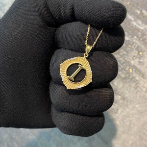 Colar personalizado com letras A-Z, pingente inicial de ouro verdadeiro 14k, joias com monograma, placa de identificação personalizada, acessório feito sob encomenda, presente de aniversário