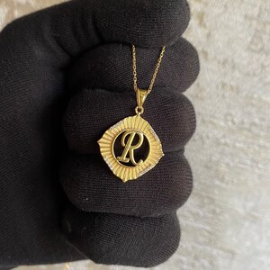 Collar de letras A_Z personalizado, colgante inicial de oro macizo de 14 k, joyería de plata de ley 925, placa de identificación personalizada para él, venta al por mayor y al por menor