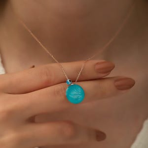 Ronde turkooisketting: 925 kt zilver, edelsteenhanger