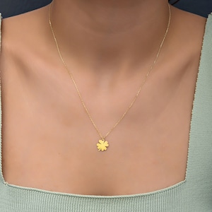 14k Solid Gold Clover Naszyjnik Dla Kobiet, Delikatny Czterolistny Naszyjnik Koniczyny, Wisiorek Na Szczęście, Minimalistyczna Biżuteria Na Szczęście, Prezent Dla Córki