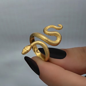 Mystical 14k Real Gold Snake Ring, Stylish Serpent Band for Ladies, Unique  Special Occasion Reptile Accessory, Birthday Jewelry for Women