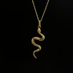 14K Solid Gold Snake Necklace, Handmade Snake Jewelry For Women, Serpent Pendant 14k Gold, Symbol Of Wisdom And Luck, Animal Gift For Her