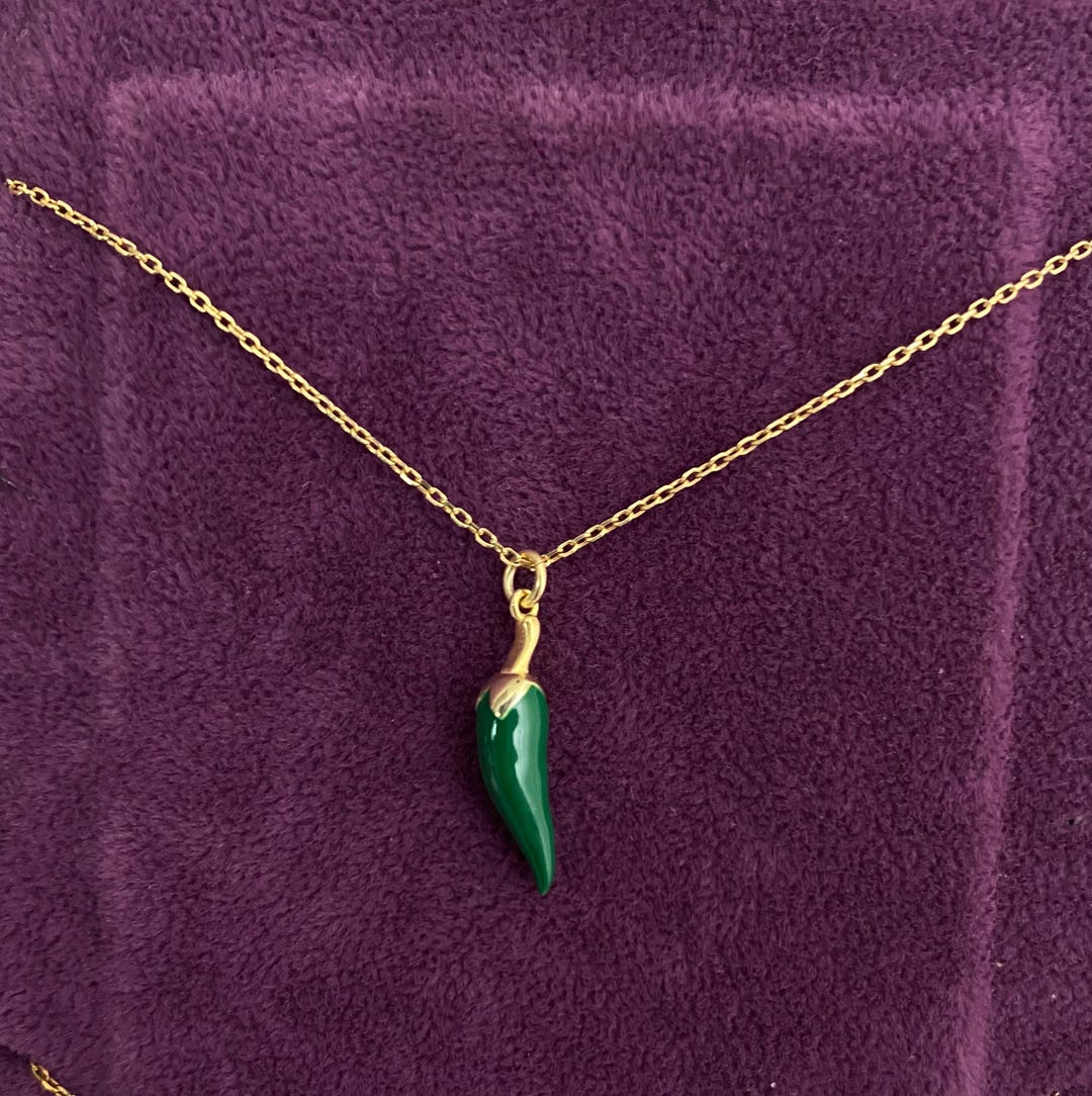 Green Chilli Rings 14K Gold Green Chilli Pepper Necklace: Fidget Charm Pendant - Etsy