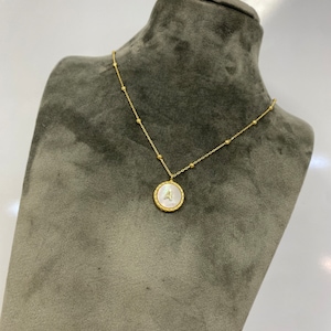 Collar elegante con letras personalizadas y colgante de piedra de nácar en plata de ley de 925 k, joyería personalizada, accesorio para cualquier ocasión