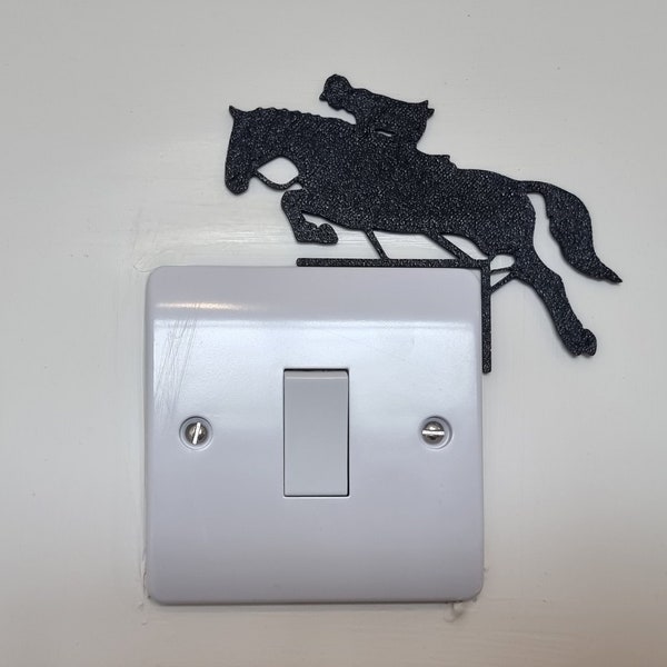 Horse Jumping Light Switch Decoration | Horse Riding Decor / Wall Art | Plug Socket Jockey Horse Racing Show Jumping | Gift for Horse Rider