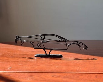 Presente para Corvette C8 Fan Silhouette Desk Art, Arte de parede de escritório para amantes de carros, Arte de linha de sombra de carro, Presente para namorado, Presente para homem, Decoração para garagem
