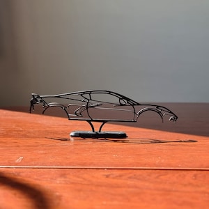 Regalo per fan della Corvette C8 Silhouette Desk Art, arte da parete per ufficio per amanti delle auto, regalo per fidanzato, regalo per uomo, decorazione per garage