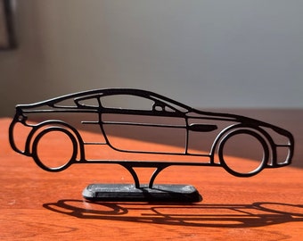 Arte de mesa para motorista de Aston Martin Vantage, arte de parede para escritório, para amantes de carros, silhueta de carro, presente para namorado, presente para homem, decoração para garagem.