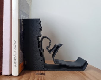 Girl Reading Book Ends - Sculpture Figures Girl Sitting - Gift for a Reader / librarian | Home Decoration | Bookshelf Statue Decor Gift Idea
