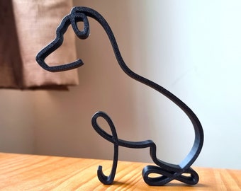 Dog Minimalistic Sculpture Statue Wire Framed Style | Sitting Doggy | Resting Puppy Silhouette