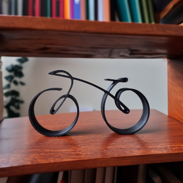 Sculpture de bicyclette minimaliste style fil de fer | Silhouette de vélo | Cadeau pour un cycliste | Décoration d'intérieur | Décoration de table d'appoint