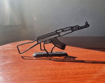 Regalo para CSGO AK47 Gamer Decoración de escritorio Regalo de juego Silueta de sombra Decoración de habitación Escultura Estante de oficina Estatua Diseño de arte de pared de casa