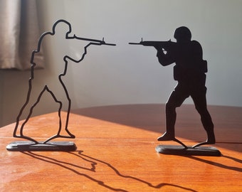 Presente para CSGO Gamer CT Personagem Jogador Decoração de Mesa Presente de Jogo Silhueta de Sombra, Decoração de Quarto Escultura Prateleira de Escritório Estátua Design de Arte