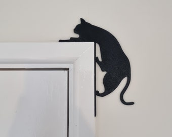 Cat Climbing Door Topper Decoration | Kitty Jumping Decor / Wall Art | On Top Corner of Door Frame Animal Kitten