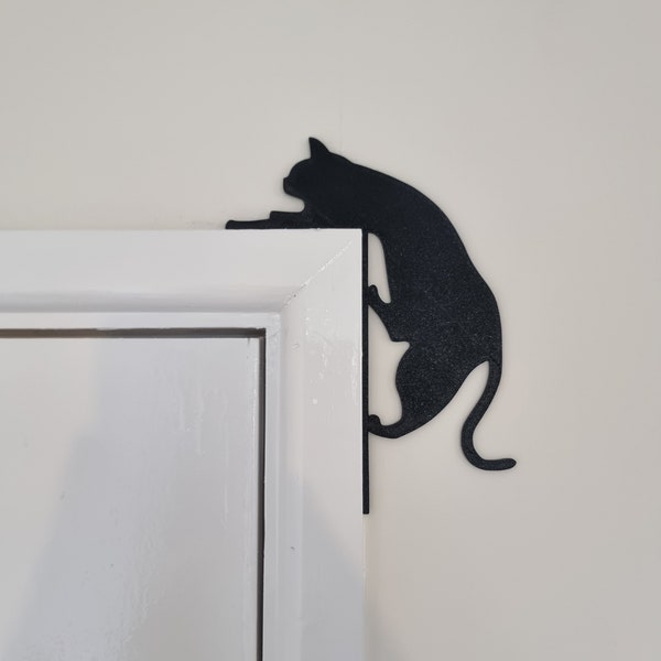 Cat Climbing Door Topper Decoration | Kitty Jumping Decor / Wall Art | On Top Corner of Door Frame Animal Kitten