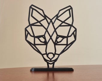 Adorável escultura geométrica de raposa para mesa ou prateleira - três opções de tamanho disponíveis - design ecológico - cobertura de bolo