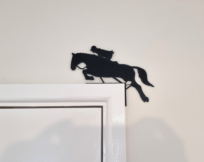 Horse Jumping Door Topper Decoration | Riding Decor / Wall Art On Top Corner of Door Frame Jockey Racing Show Jumping | Gift for Horse Rider