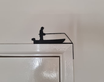 Fisherman Door Topper Decoration | Angler Decor / Wall Art | Lake Catch and Release Top Corner of Door Frame | Gift for Fishing Friend Fish