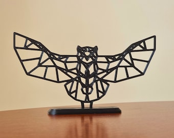 Escultura geométrica de coruja para mesa ou prateleira - Adicione um toque de elegância - Design ecológico impresso em 3D - Ótimo enfeite de bolo e ideia de presente única!