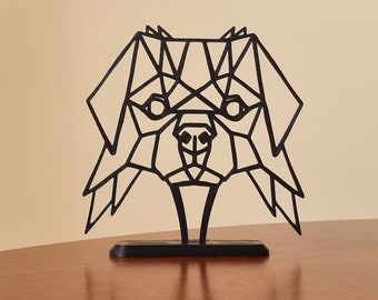 Escultura geométrica de cachorro para mesa ou prateleira - Design impresso em 3D ecologicamente correto - Topper de bolo ideal ou presente de feriado