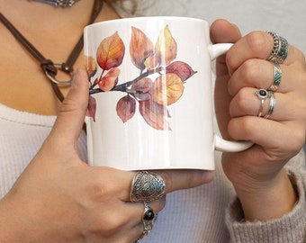 Maple Branch Ceramic Nature Art Mug - 330ml/440ml