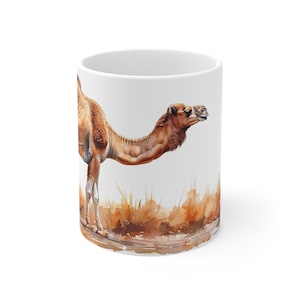 Camel Ceramic Mug, Desert Camel Watercolor Coffee Cup, Wildlife Art Tea Mug, Nature Lover Gift, Dishwasher Safe Cup, Microwaveable Cup