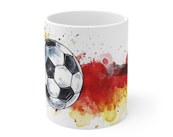 Football & German Flag Watercolor Mug - National Team Design Cup - 330ml/440ml for Football Fans and Patriots