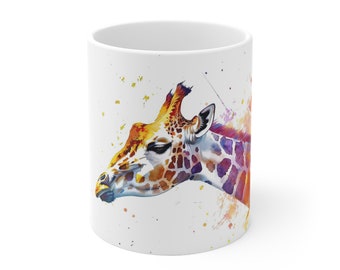 Watercolor Giraffe Ceramic Mug for Animal Art - 330ml/440ml