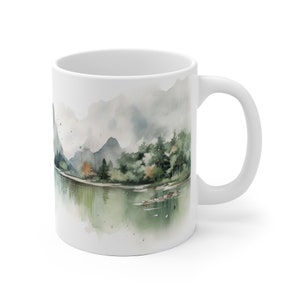 Bergsmugg Akvarell, snygg dekoration, kaffemugg med bergsmotiv