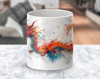 Chinese Dragon Mug - Mystical Asian Design Cup - 330ml/440ml for Mythology Fans and Art Lovers