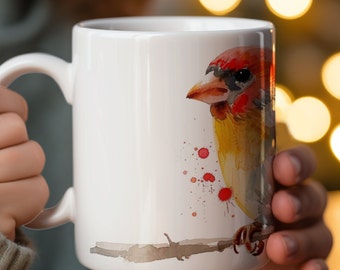 Watercolor Zebra Finch Bird Mug - 330ml/440ml