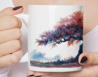 Solid Oak Tree Ceramic Nature Art Mug - 330ml/440ml