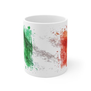 Italian Flag Watercolor Mug - National Colors Design Mug - 330ml/440ml for Italy Lovers and Patriots